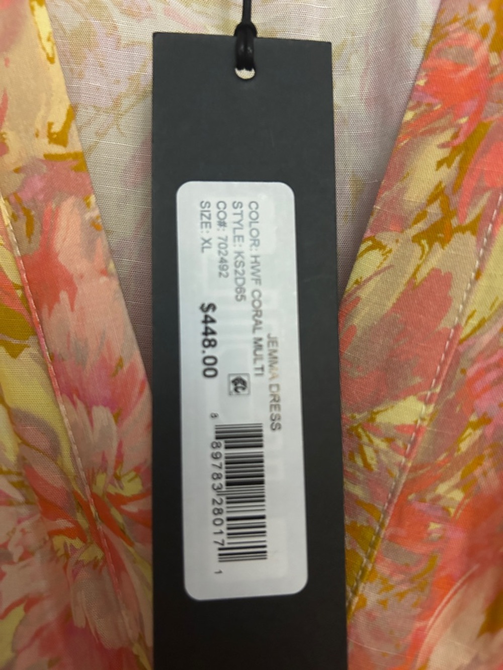 Kobi Halperin Pink and Mustard Floral Tie-Waist Long Sleeve Dress (name brand) - Picture 2 of 3